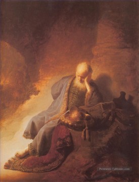 Jeremais Lamentation de la Destruction de Jérusalem portrait de Rembrandt Peinture à l'huile